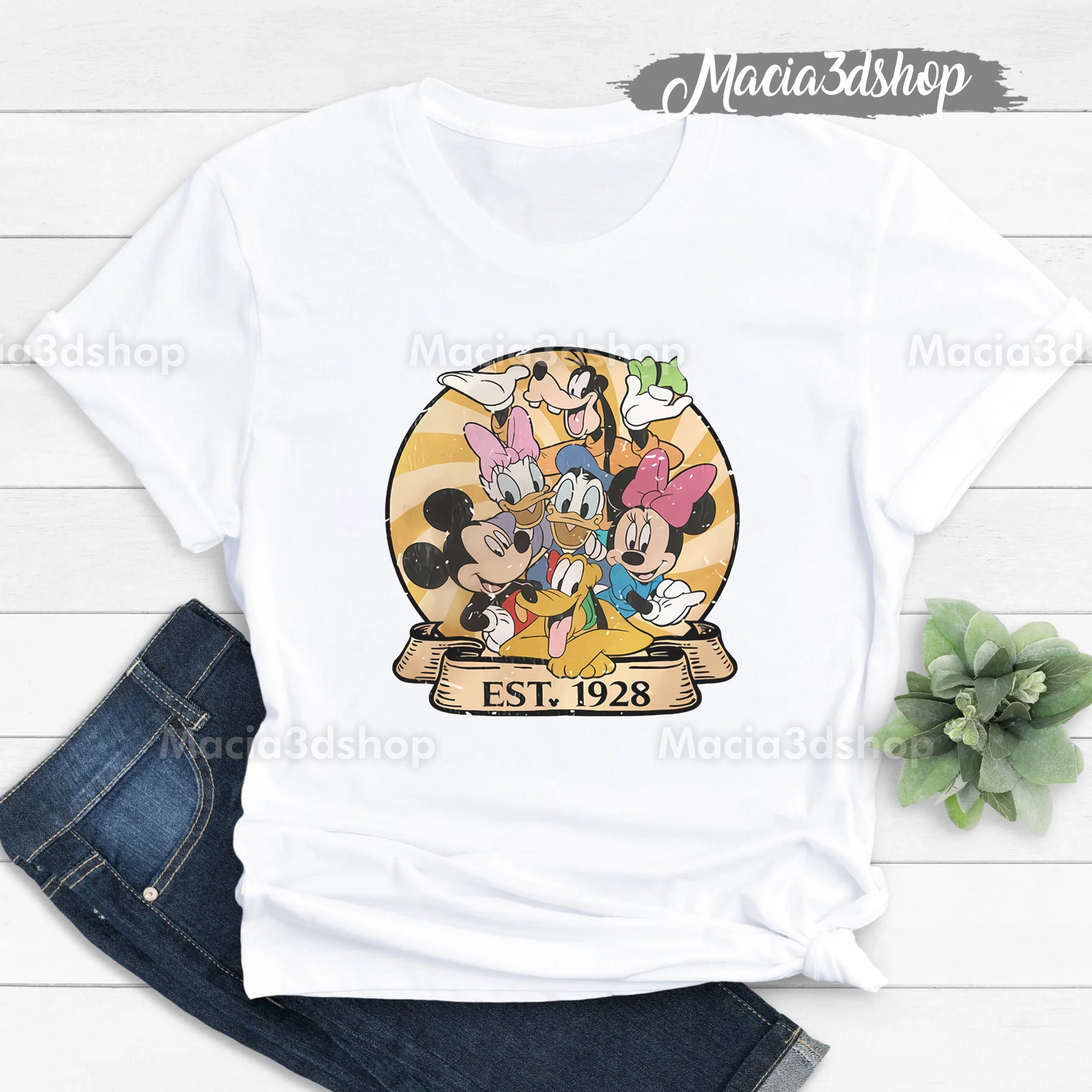 Vintage Est 1928 Characters Disneyworld Unisex T-Shirt