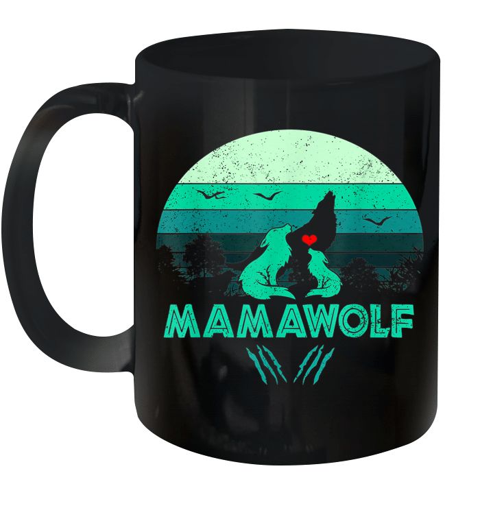 Vintage Mamawolf Funny Wolf Mama Mother’s Day Premium Sublime Ceramic Coffee Mug Black