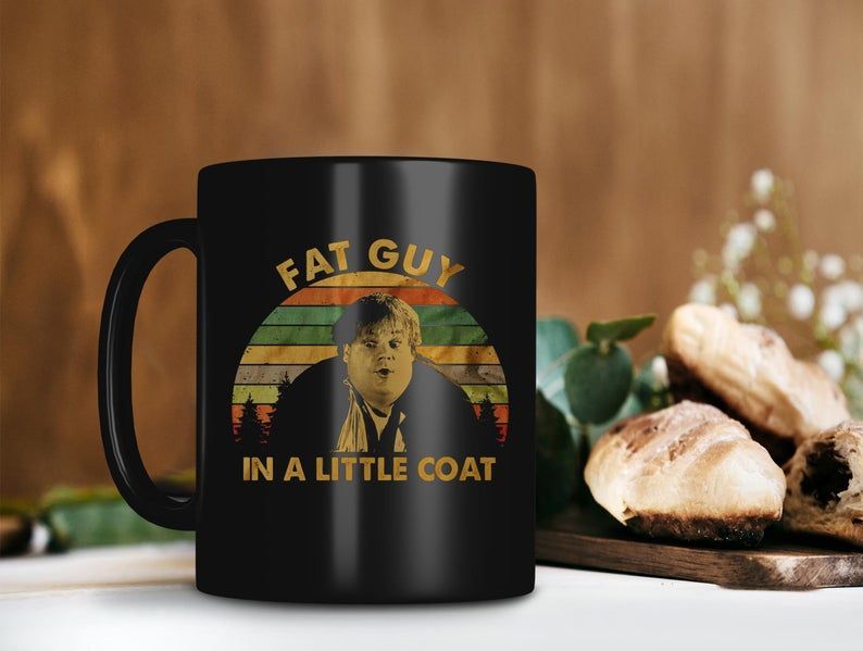 Vintage Retro Fat Guy In A Little Coat Tommy Turnbull Mug Chris Farley Mug Tommy Boy Movie Mug Premium Sublime Ceramic Coffee Mug Black