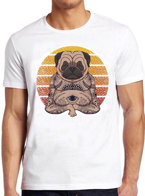 Vintage Sunset Art Pug Dog Yoga Unisex T-Shirt