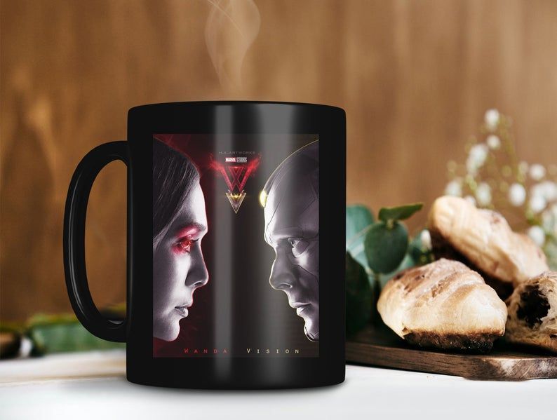 Wandavision Face To Face Mug Wanda Vision Marvel Lover Mug Wanda Maximoff Vision Avenger Lover Premium Sublime Ceramic Coffee Mug Black