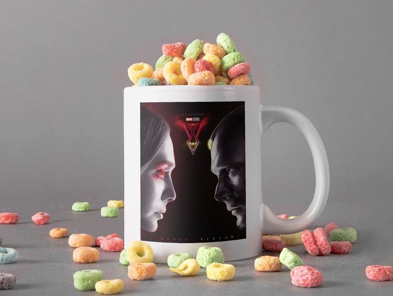 Wandavision Face To Face Mug Wanda Vision Marvel Lover Mug Wanda Maximoff Vision Avenger Lover Premium Sublime Ceramic Coffee Mug White