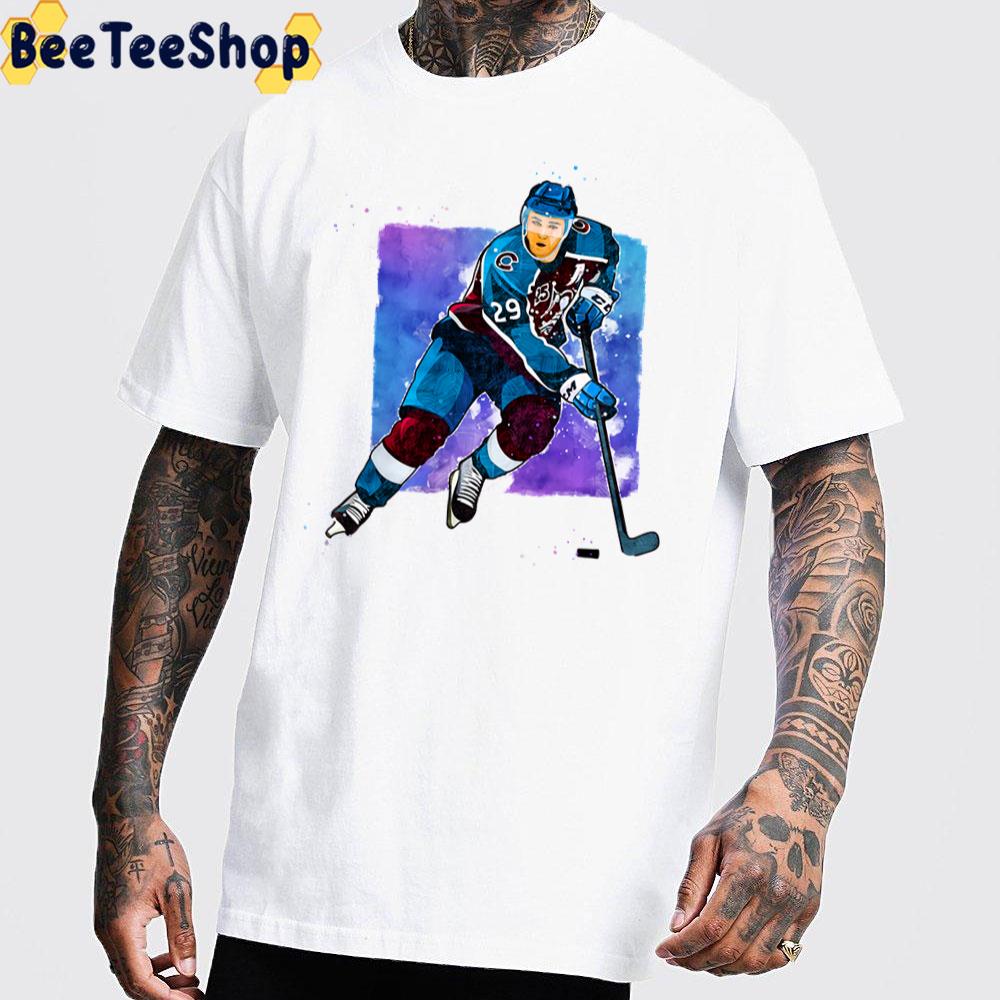 Water Color Art Nathan Mackinnon Ice Hockey Unisex T-Shirt