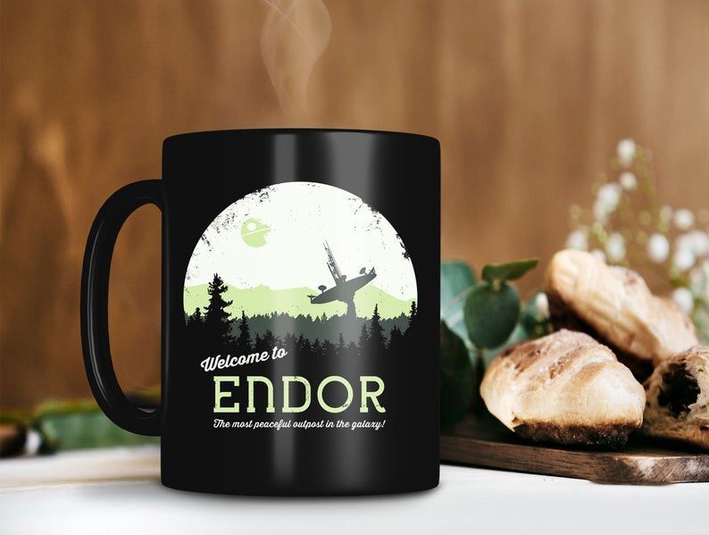 Welcome To Endor The Most Peaceful Outpost In The Galaxy Mug Endors Moon Mug Star Wars Mug Vintage 2 Premium Sublime Ceramic Coffee Mug Black