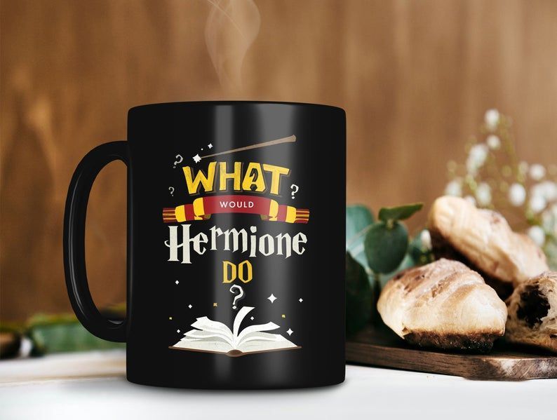 What Would Hermione Do Final Book Mug Harry Potter Mug Hermione Granger Mug Hogwarts School Premium Sublime Ceramic Coffee Mug Black