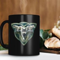 Wolf’s Gang Wolf Trio Fantasy Mug Wolf Lover Gift Animal Lover Mug Premium Sublime Ceramic Coffee Mug Black