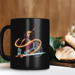 Wonder Woman Diana Prince Neon Light Mug Gal Gadot Lover Gift Dc Comic Lover Gift Justice League Premium Sublime Ceramic Coffee Mug Black