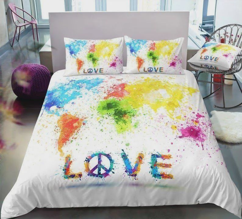 World Map Hippie Cotton Bedding Sets