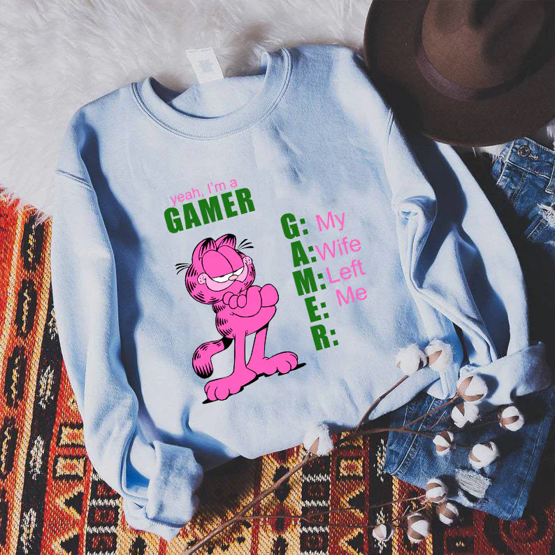 Yeah I’m A Gamer My Wife Left Me Garfield Trending Unisex Sweatshirt