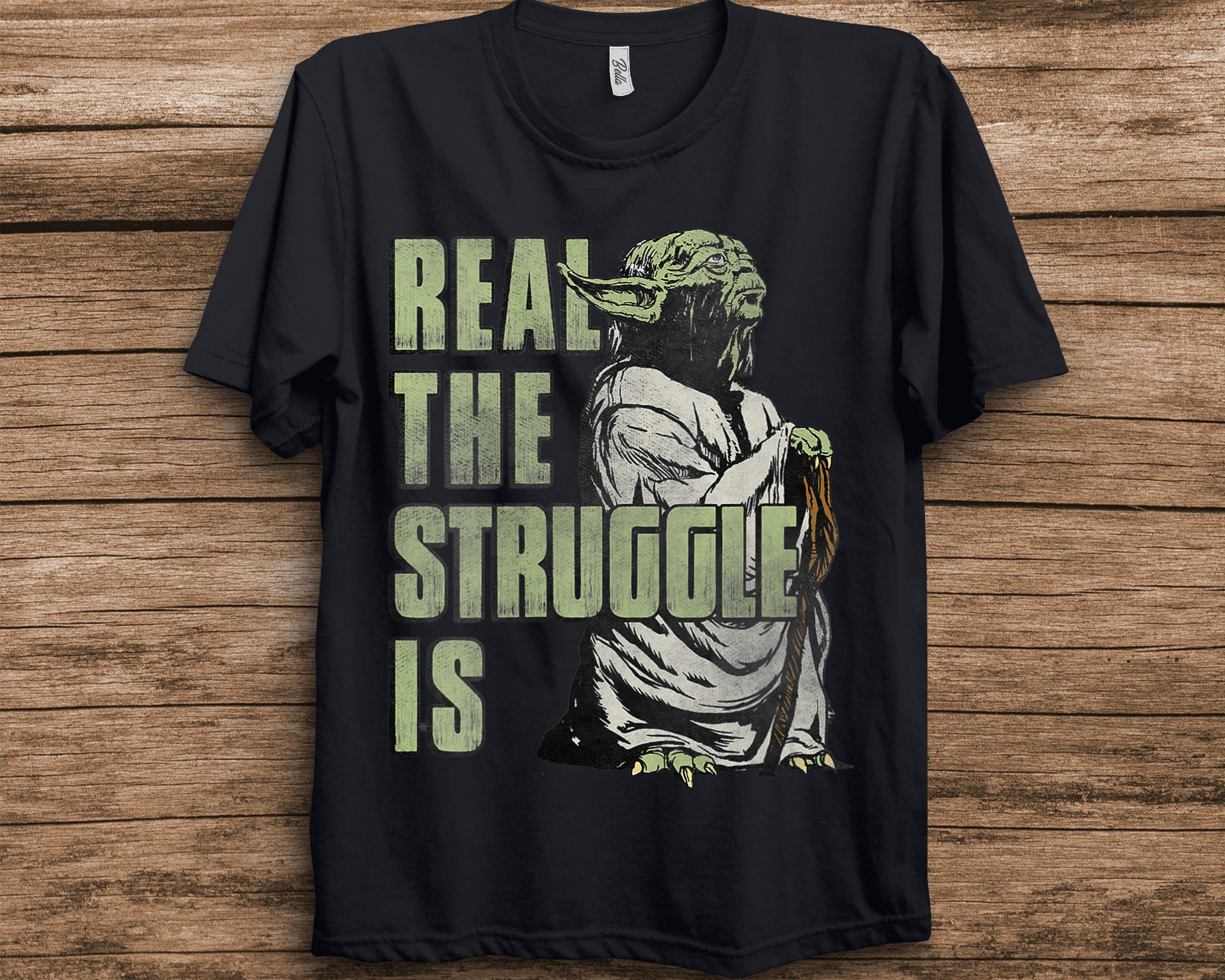 Yoda Real The Struggle Is Distressed Portrait Star Wars Unisex T-Shirt