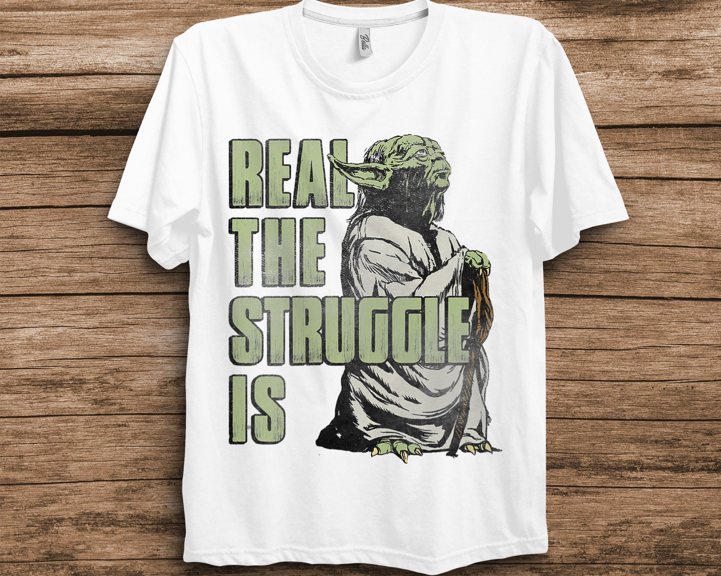 Yoda Real The Struggle Is Distressed Portrait Star Wars Unisex T-Shirt
