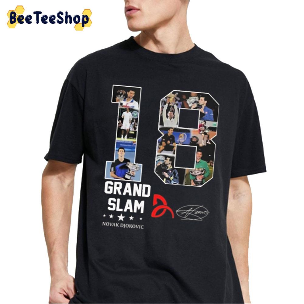 18 Grand Slam Novak Djokovic Tennis Unisex T-Shirt