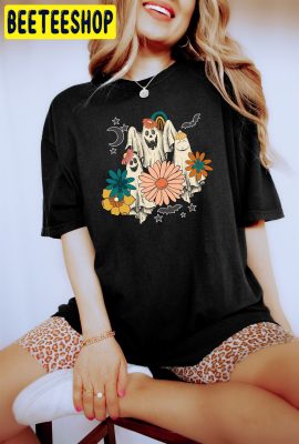 Retro Ghost Flower Halloween Trending Unisex T-Shirt