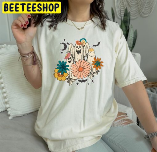 Retro Ghost Flower Halloween Trending Unisex T-Shirt