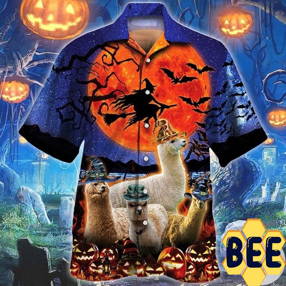 Alpaca Lovers Halloween Night Halloween Hawaiian Shirt