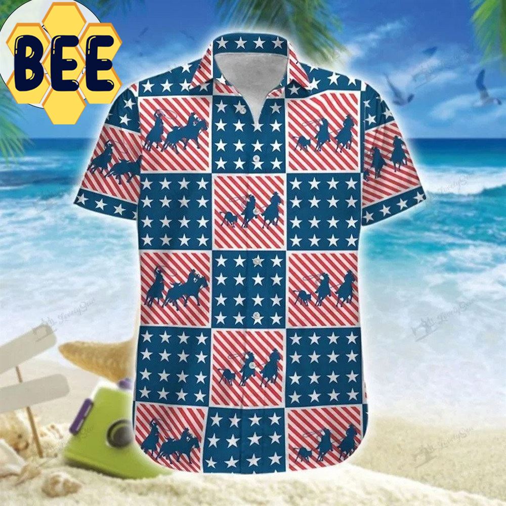 America Team Roping Hawaiian Shirt