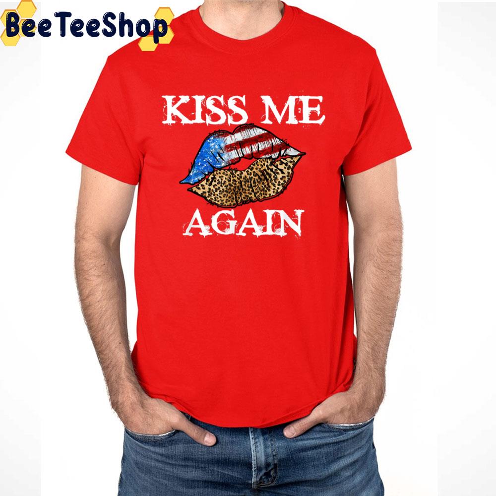 American Flag Lip Kiss Me Again Unisex T-Shirt