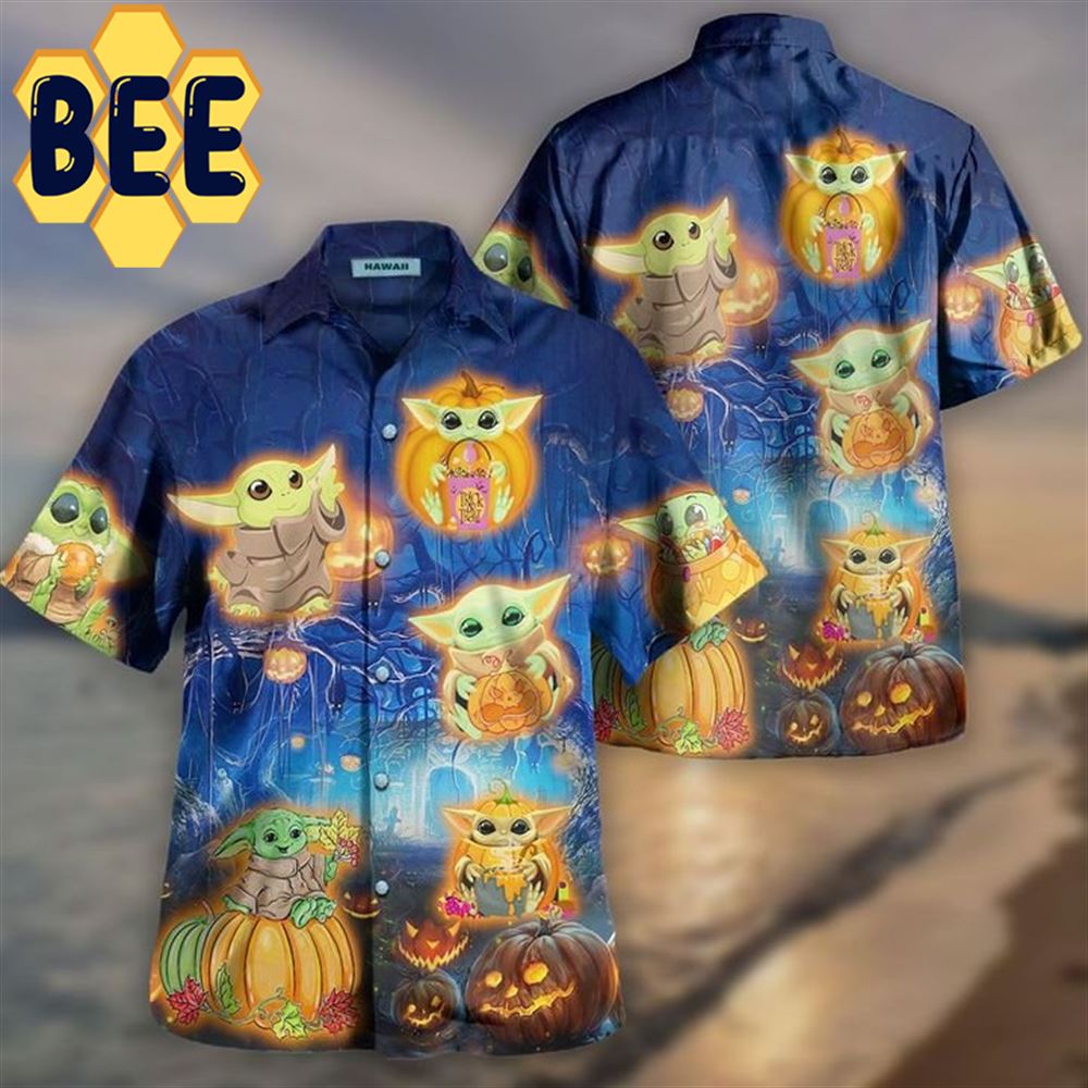 Baby Yoda With Pumpkins Halloween Hawaiian Shirt