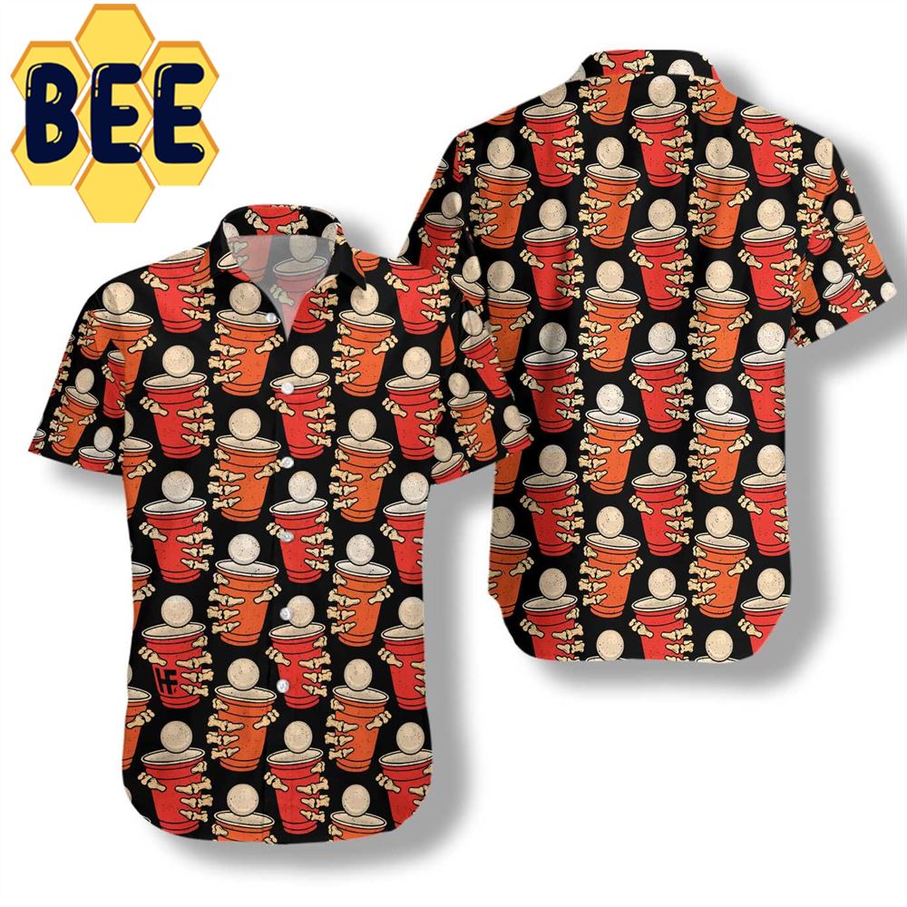 Beer Pong Party Halloween Hawaiian Shirt