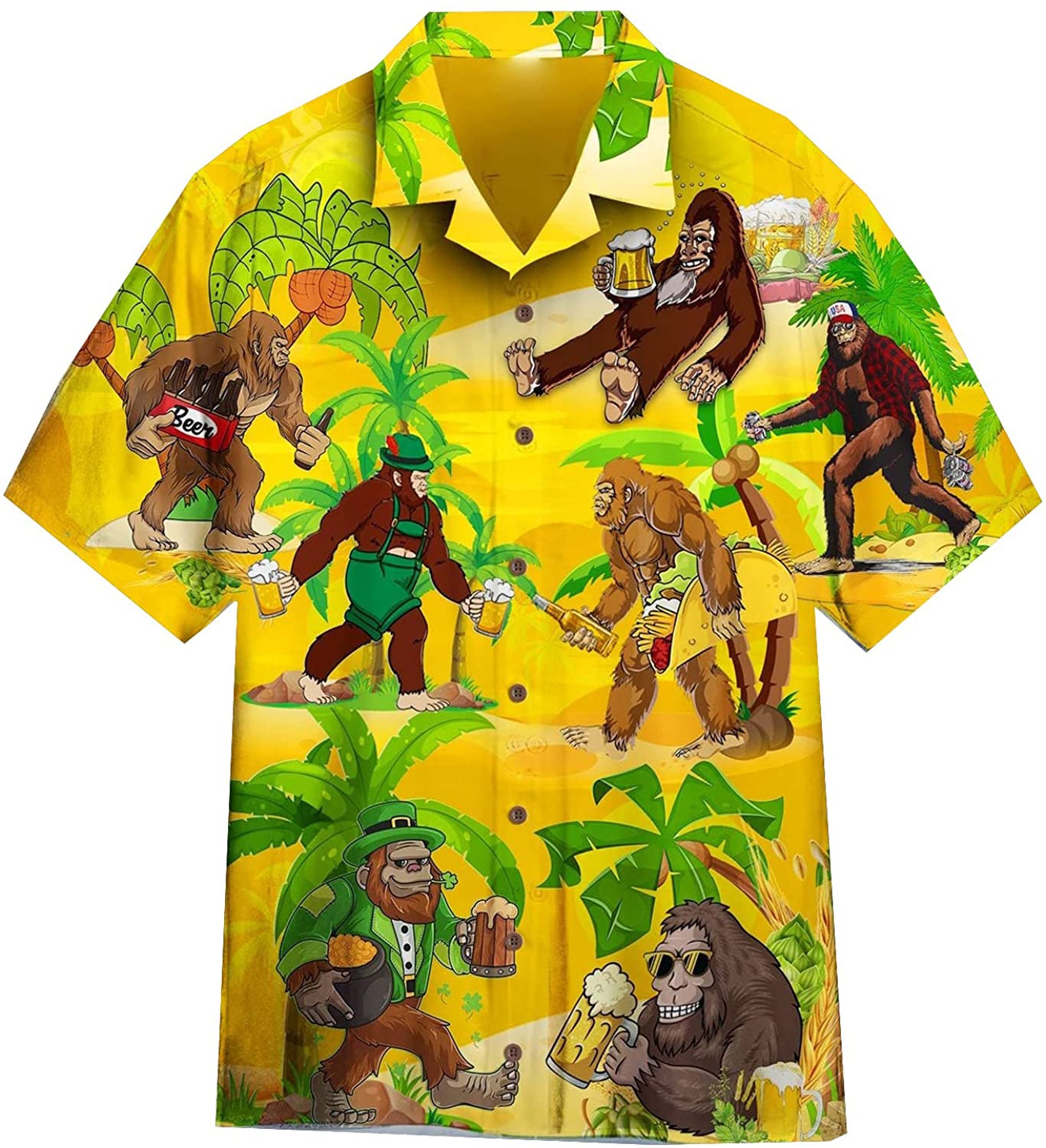 Bigfoot And Beer Hawaiian Shirt - Beeteeshop
