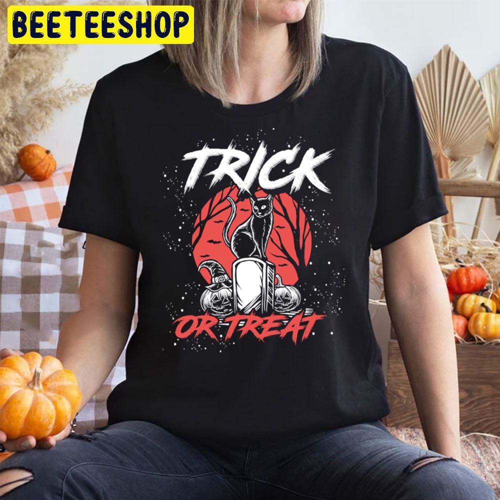 Black Cat Halloweentrick Or Treat Halloween Unisex T-Shirt