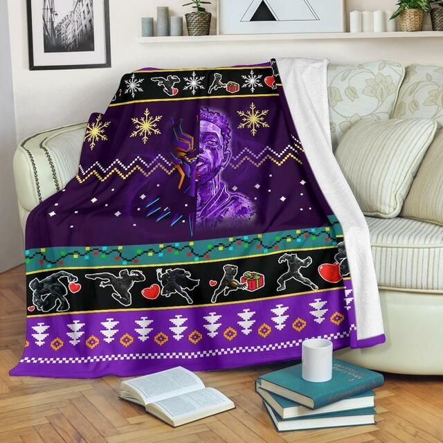 Black Panther Purple Christmas Fleece Blanket Throw Blanket Gift