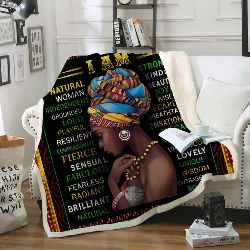 Black Queen I Am Natural Woman Independent Grounded Loud Playful Resilient Premium Comfy Sofa Throw Blanket