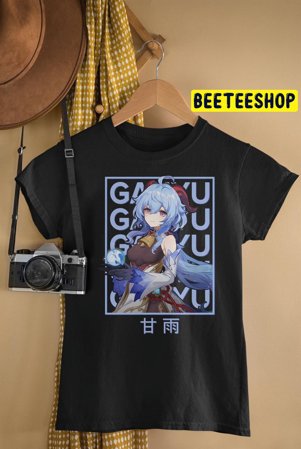 Blue Vintage Art Ganyu Genshin Impact Game Unisex T-Shirt