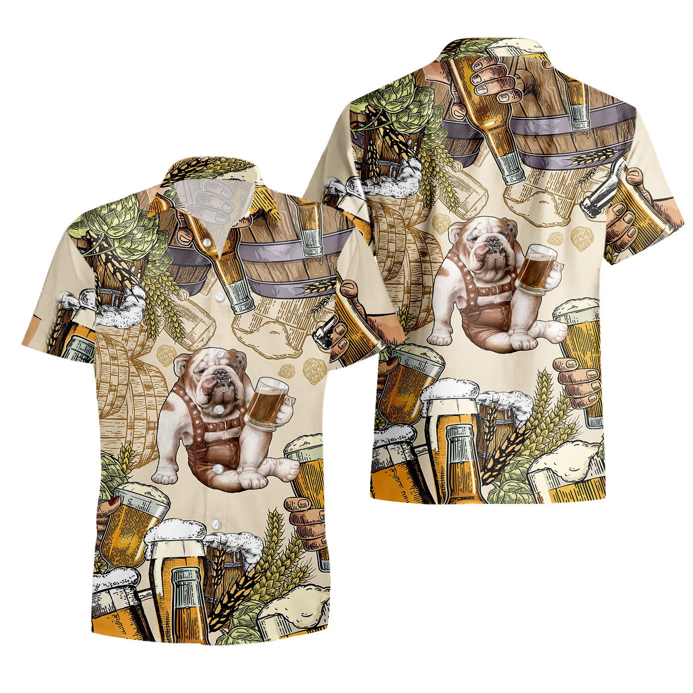 Bulldog And Beer Hawaiian Shirt