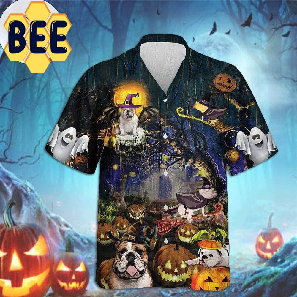 Bulldog Halloween Hawaiian Shirt