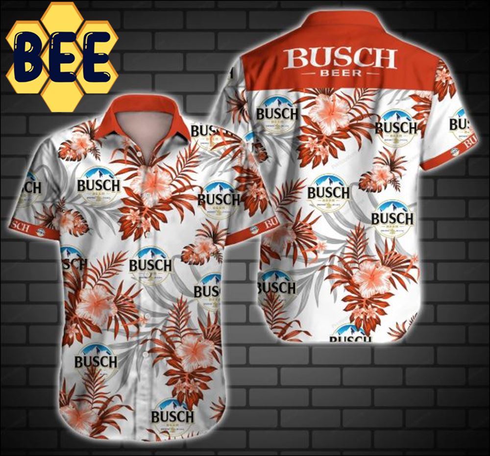 Busch Light Beer Red Floral Hawaiian Shirt