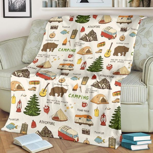 Camping Fleece Blanket Throw Blanket Gift