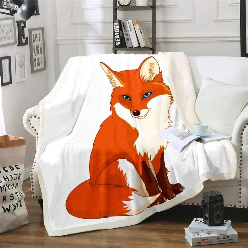 Cartoon Red Fox Premium Comfy Sofa Throw Blanket