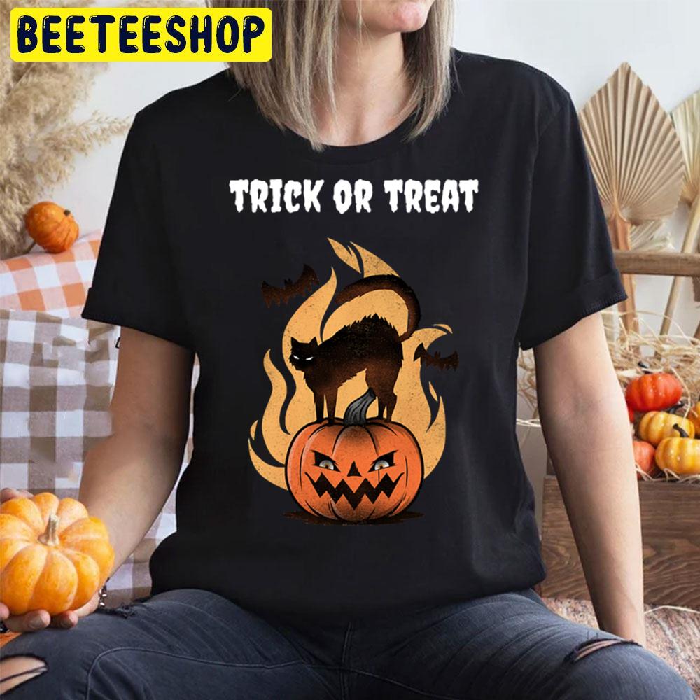 Cat And Pumpkin Trick Or Treat Halloween Unisex T-Shirt