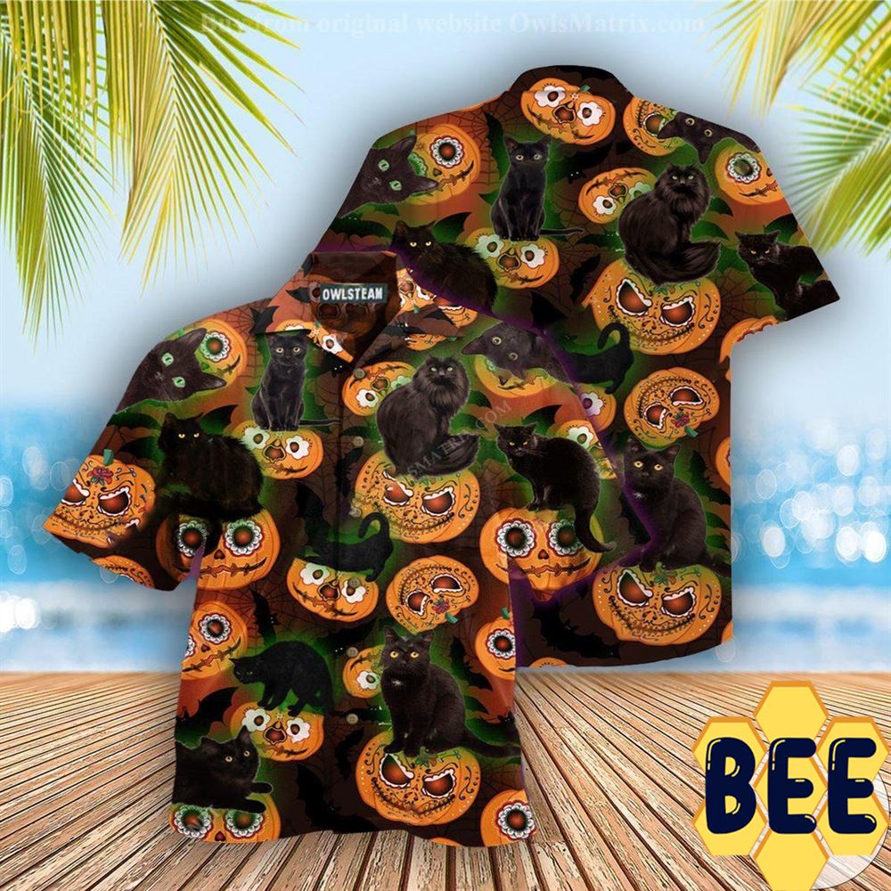 Cats Pumpkins Halloween Hawaiian Shirt