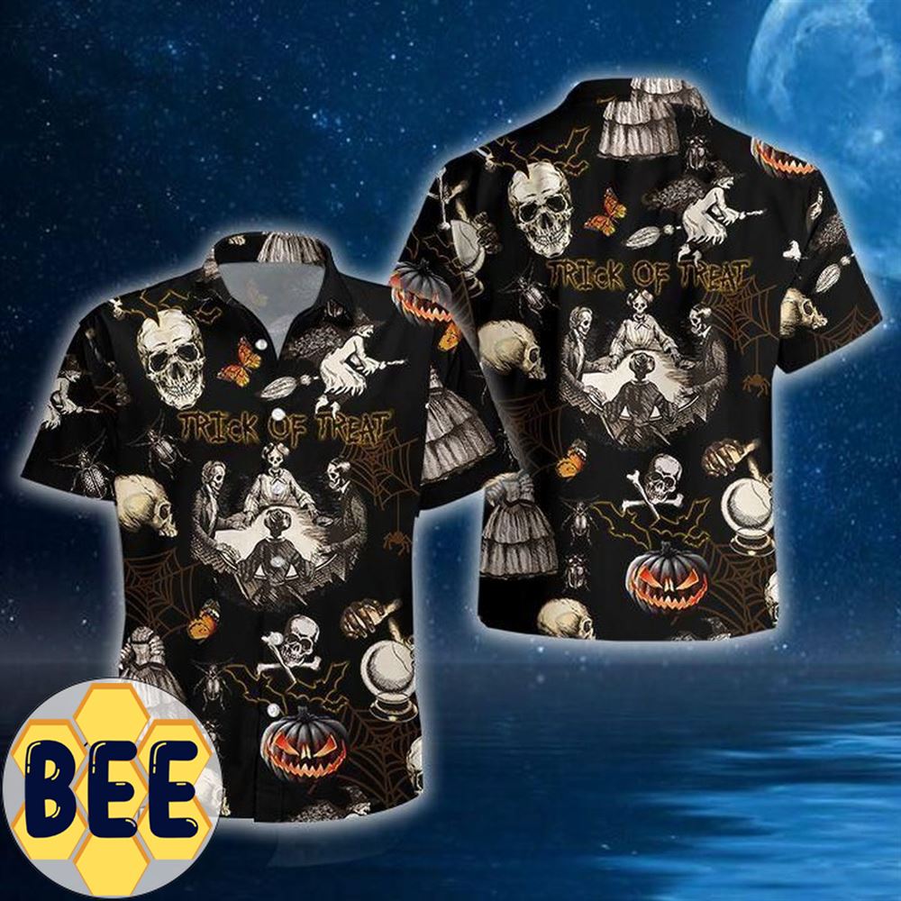 Check Out This Awesome Skull Halloween Hawaiian Shirt