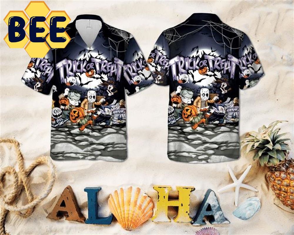 Chibi Horror Characters Halloween Hawaiian Shirt