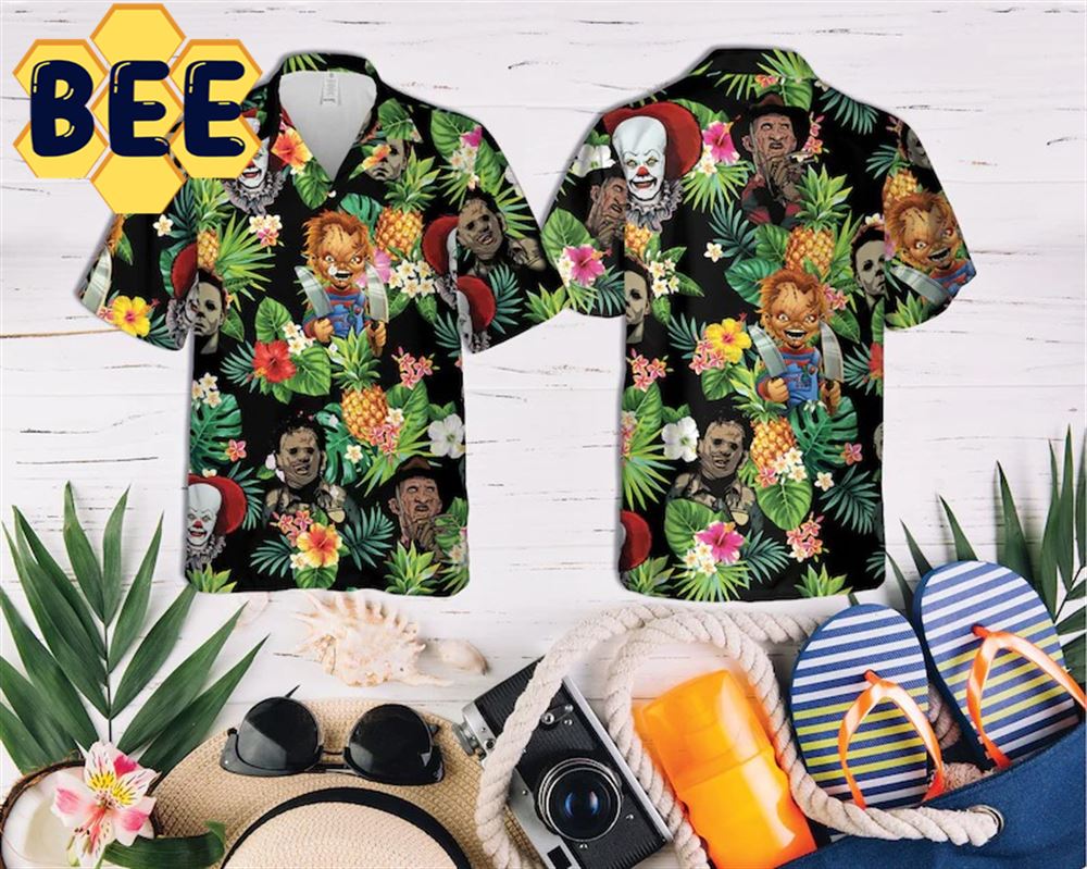 Chucky Jason Michael Freddy Horror Characters Halloween Hawaiian Shirt