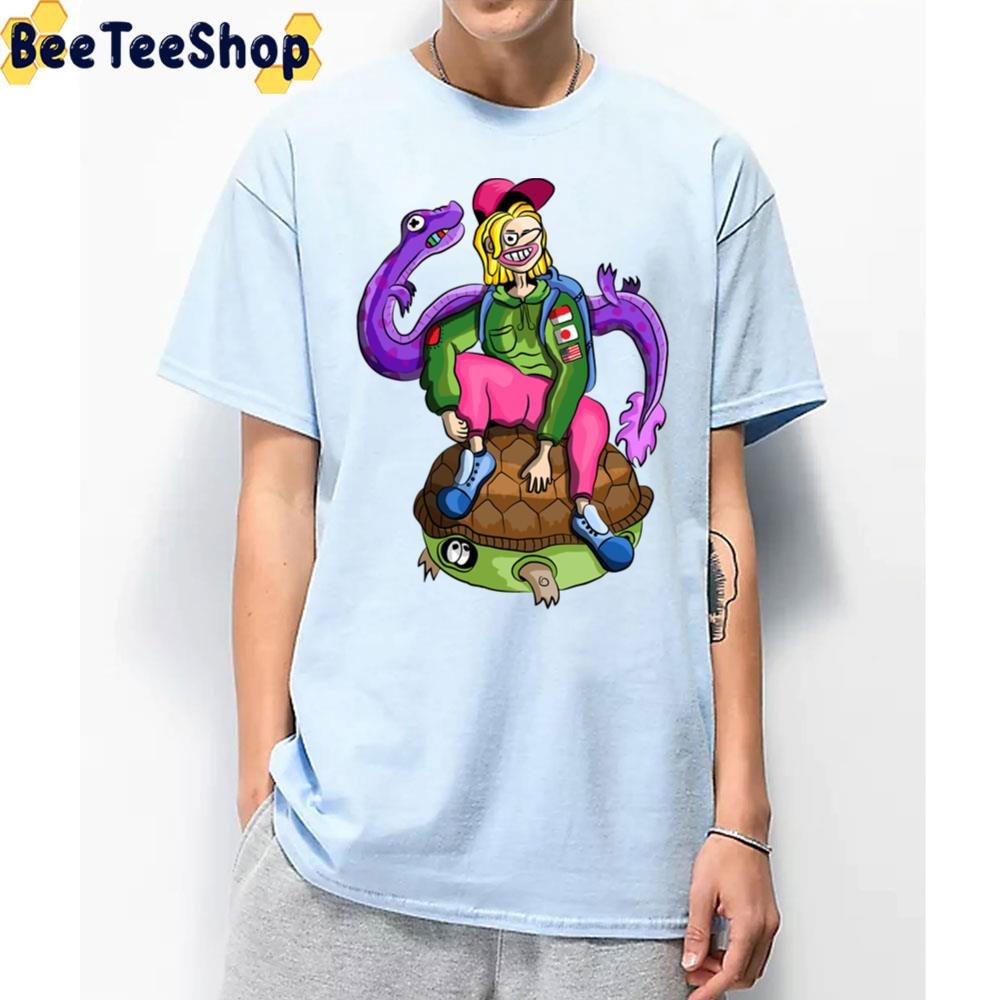 Cool Dude With Dragon And Giant Turtle Unisex T-Shirt