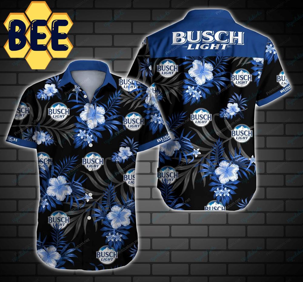 Dark Busch Light Beer Floral Hawaiian Shirt