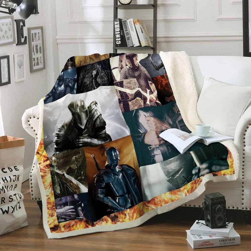 Dark Knight Wearing Steel Armor Premium Comfy Sofa Throw Blanket