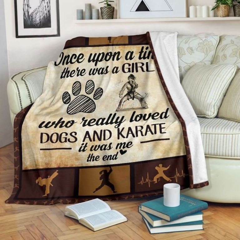 Dog And Karate Once Upon A Time There Was A Girl Who Really Loved Dogs And Karate Premium Comfy Sofa Throw Blanket