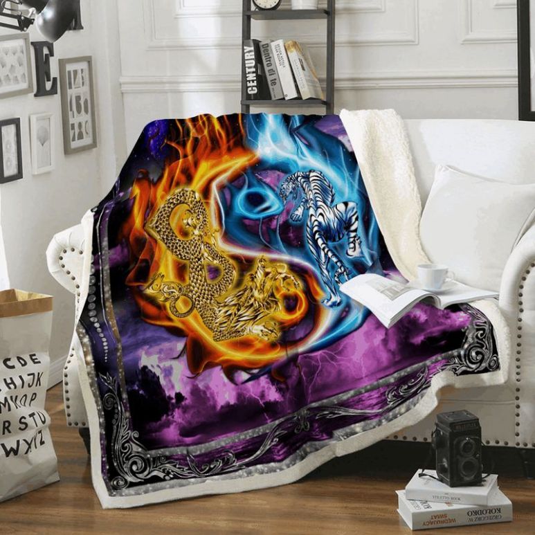 Dragon And Tiger Premium Comfy Sofa Throw Blanket