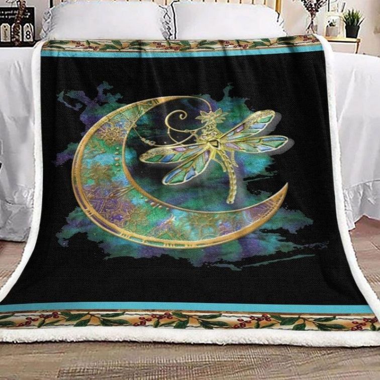 Dragonfly And Moon Premium Comfy Sofa Throw Blanket