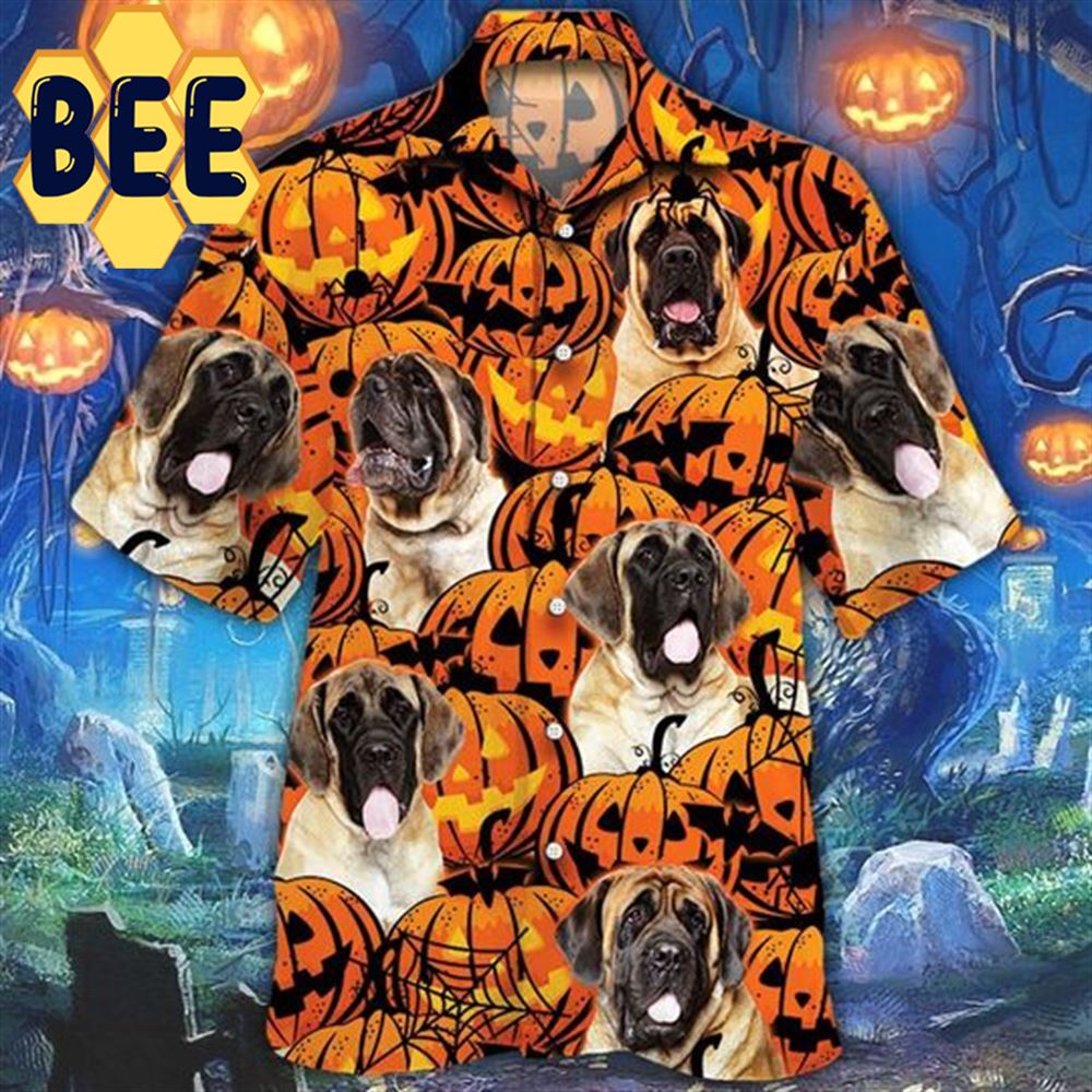 English Mastiff Dog Lover Pumpkins Halloween Hawaiian Shirt