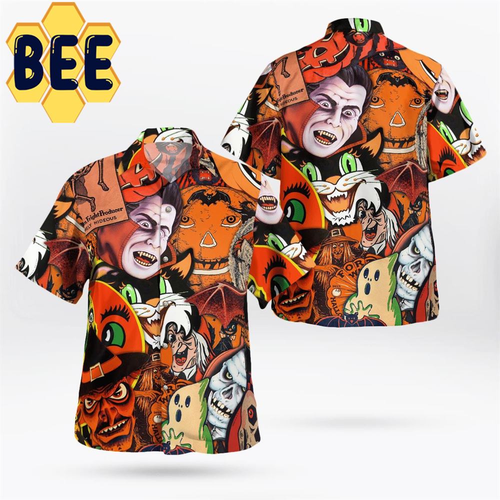 Extremely Hideous Horror Halloween Hawaiian Shirt