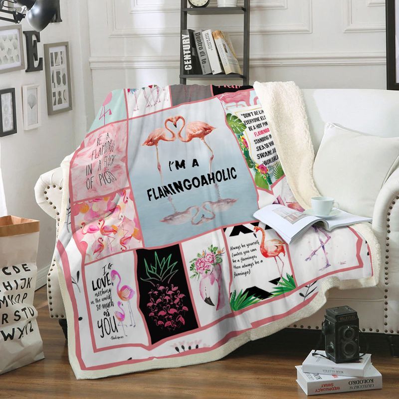 Flamingo I’m A Flamingoaholic Premium Comfy Sofa Throw Blanket