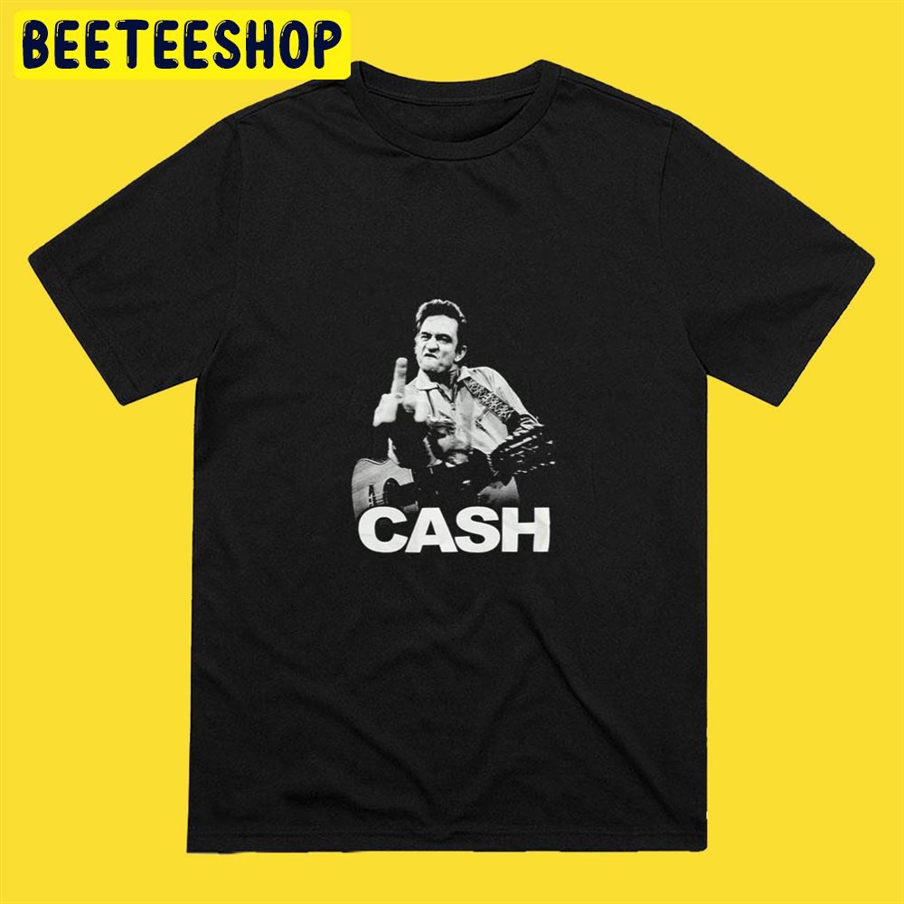 Flipping The Bird Finger Black Adult Johnny Cash Unisex T-Shirt