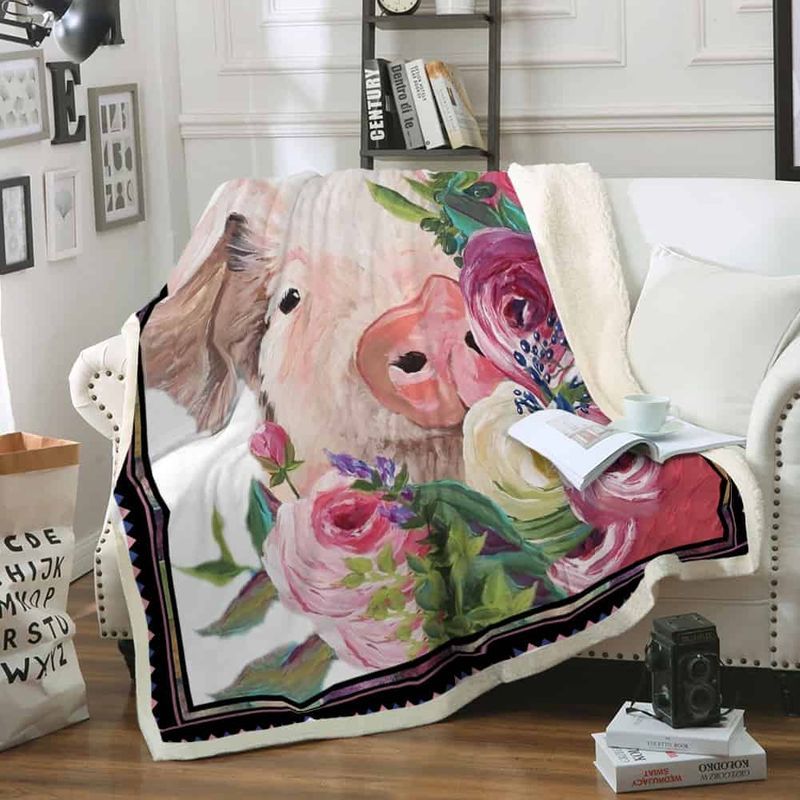 Flower Pig Premium Comfy Sofa Throw Blanket