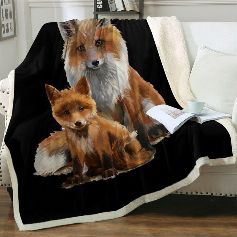 Fox Mother And Fox Baby Premium Comfy Sofa Throw Blanket